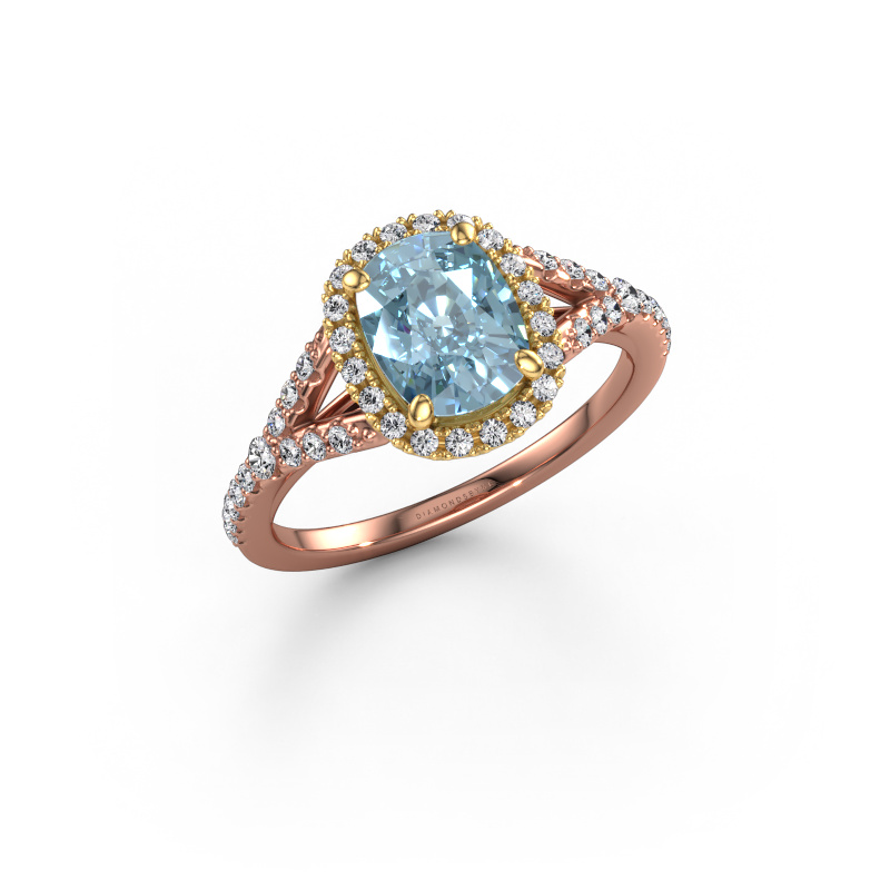 Image of Engagement ring Kimber CSH 585 rose gold Blue lab grown diamond 7.4x5.8 mm