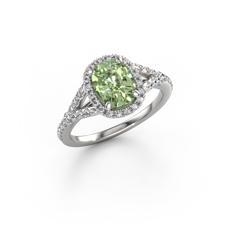 Image of Engagement ring Kimber CSH 950 platinum Green lab grown diamond 7.4x5.8 mm