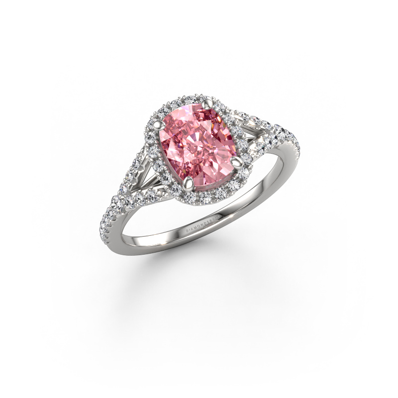 Image of Engagement ring Kimber CSH 950 platinum Pink lab grown diamond 7.4x5.8 mm
