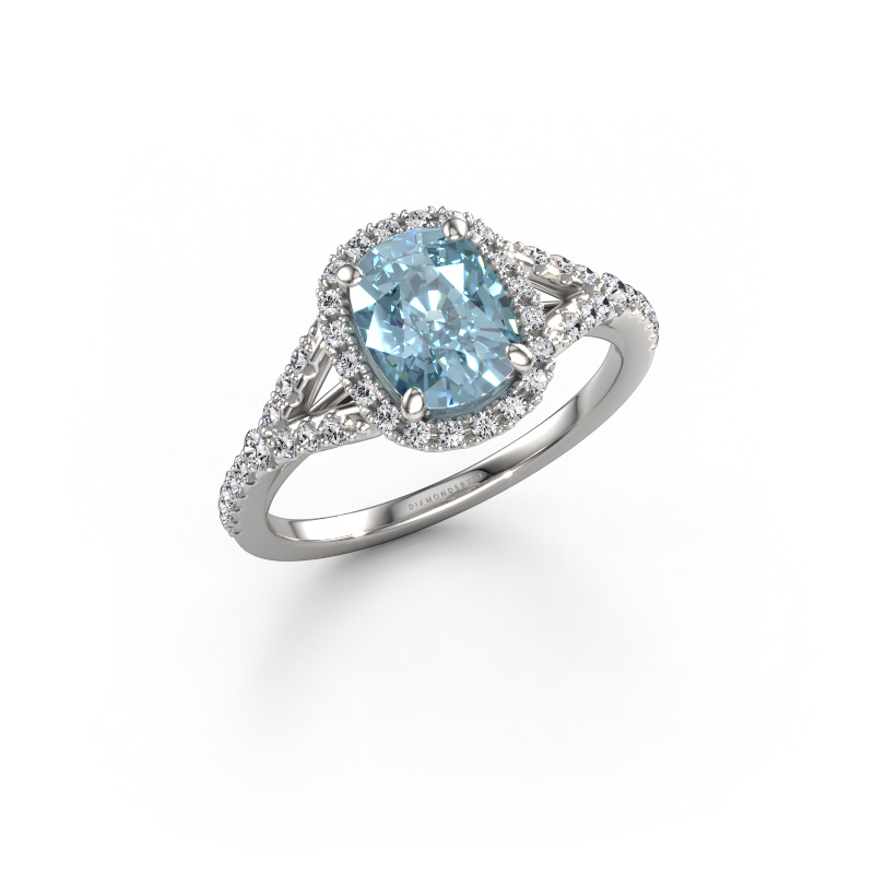 Image of Engagement ring Kimber CSH 950 platinum Blue lab grown diamond 7.4x5.8 mm