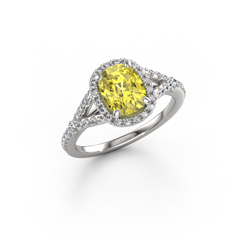 Image of Engagement ring Kimber CSH 950 platinum Yellow lab grown diamond 7.4x5.8 mm