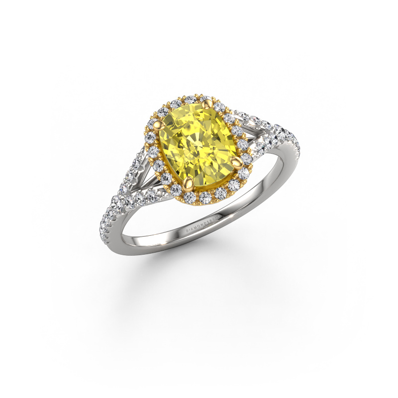 Image of Engagement ring Kimber CSH 585 white gold Yellow lab grown diamond 7.4x5.8 mm