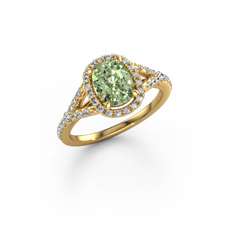 Image of Engagement ring Kimber CSH 585 gold Green lab grown diamond 7.4x5.8 mm