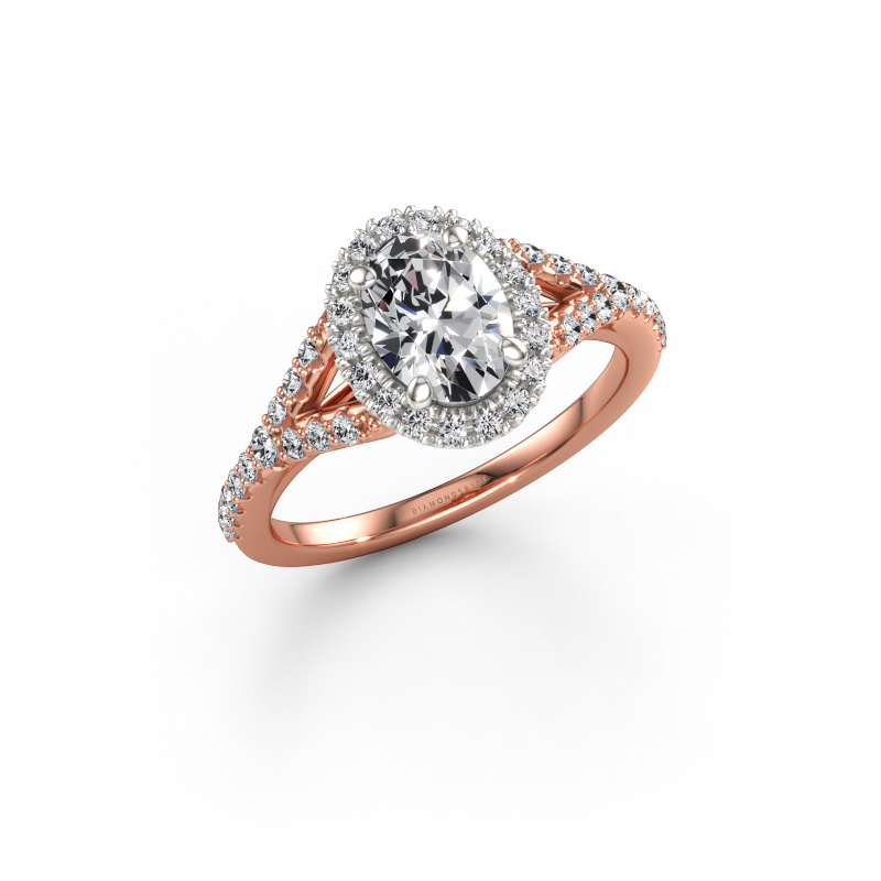 Image de Bague de fiançailles Kimber OVL 585 or rose Diamant synthétique 1.205 crt