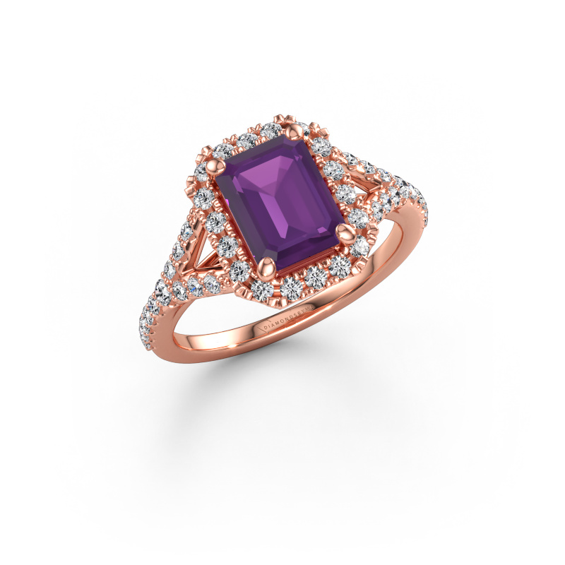 Immagine di Anello di fidanzamento Kimber EME 585 oro rosa Ametista 8x6 mm