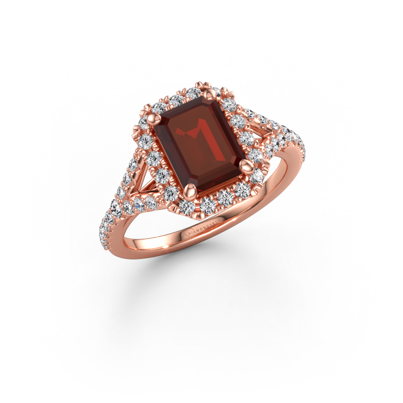 Bild av Förlovningsring Kimber EME 585 roséguld Granat 8x6 mm