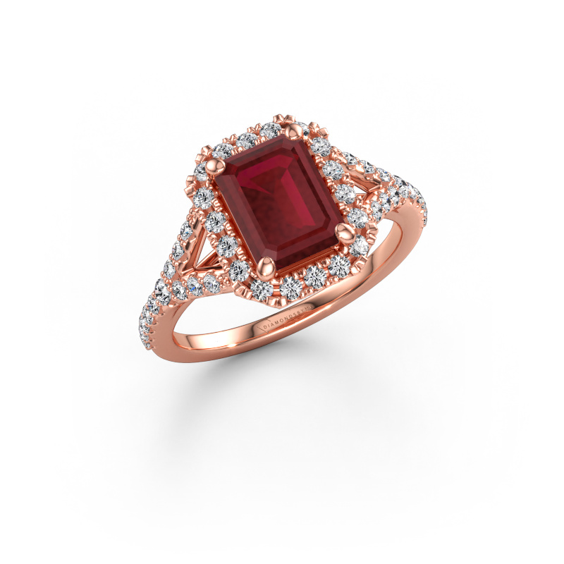 Immagine di Anello di fidanzamento Kimber EME 585 oro rosa Rubino 8x6 mm