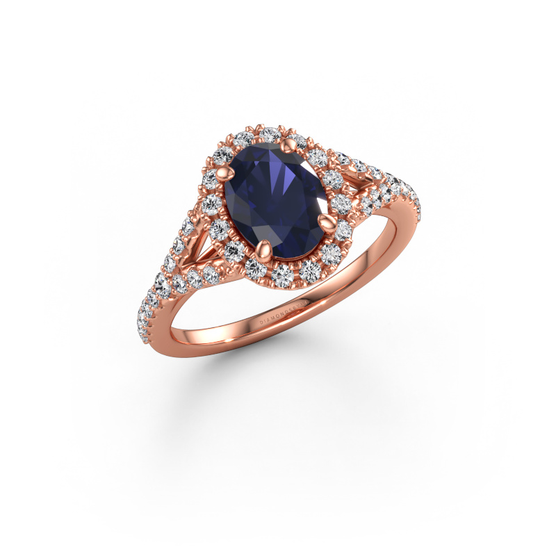 Bild av Förlovningsring Kimber OVL 585 roséguld Safir 8x6 mm