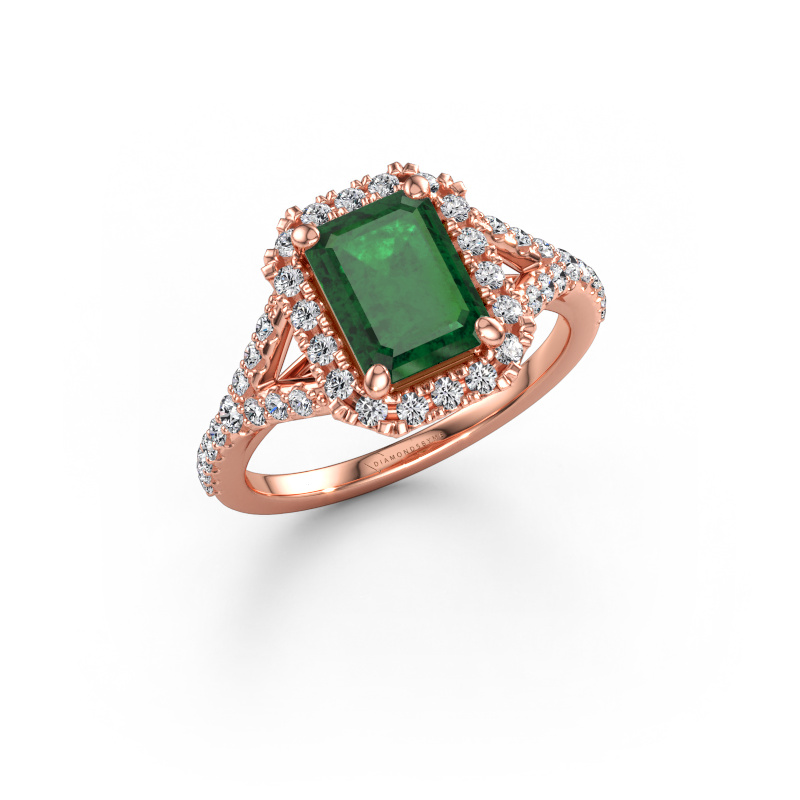 Bild av Förlovningsring Kimber EME 585 roséguld Smaragd 8x6 mm