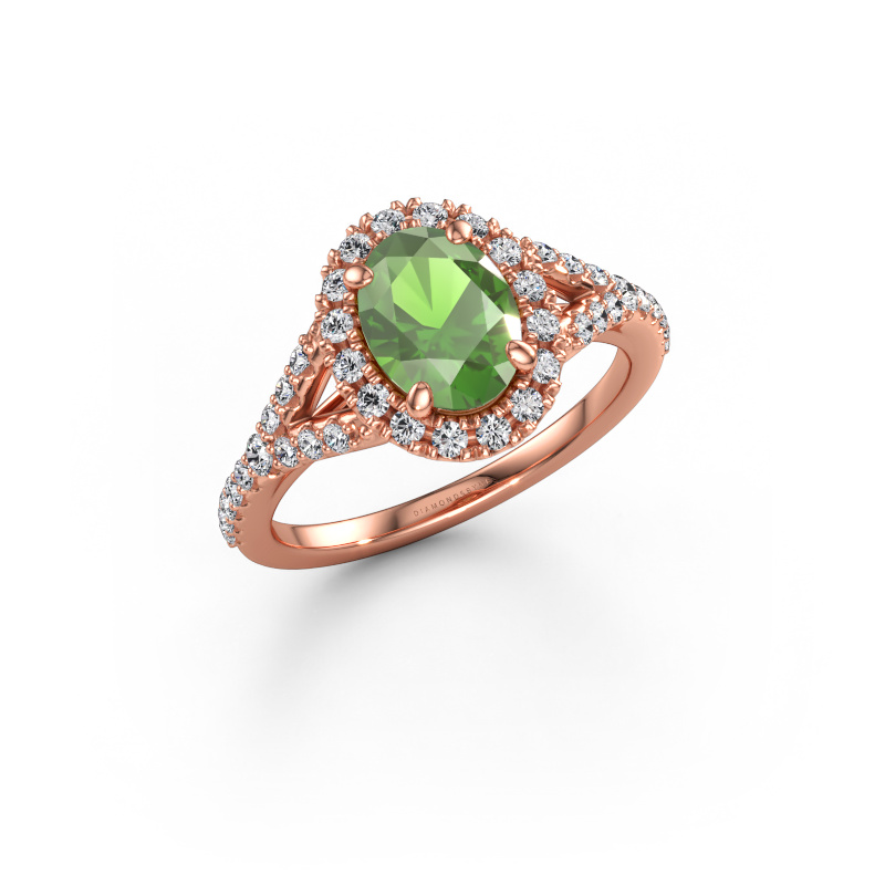 Immagine di Anello di fidanzamento Kimber OVL 585 oro rosa Tormalina verde 8x6 mm
