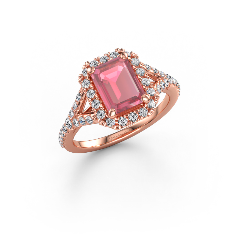 Immagine di Anello di fidanzamento Kimber EME 585 oro rosa Tormalina rosa 8x6 mm