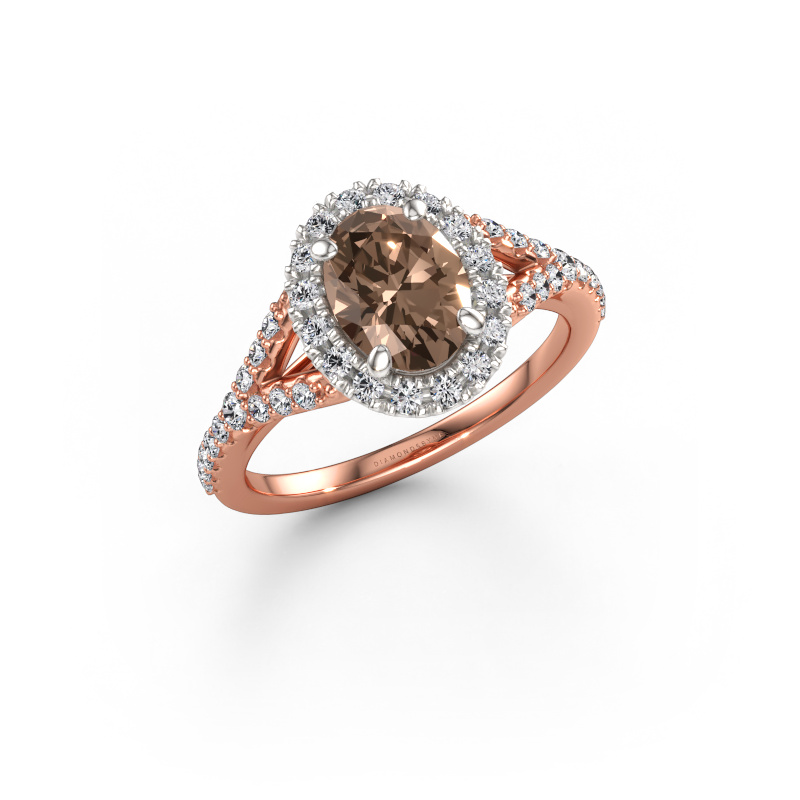 Image of Engagement ring Kimber OVL 585 rose gold Brown diamond 1.562 crt