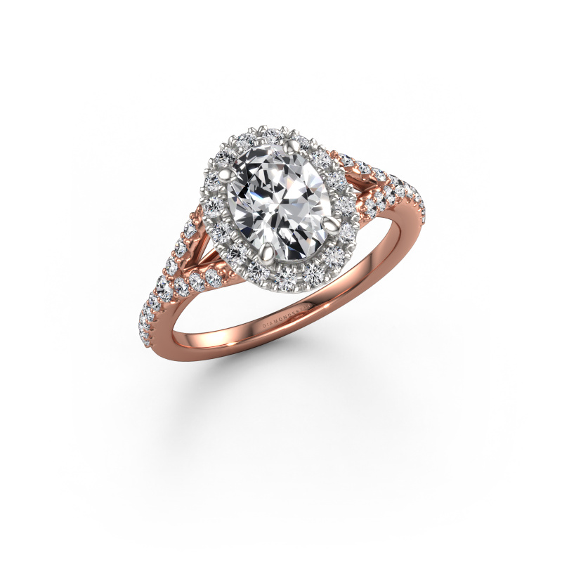 Afbeelding van Verlovingsring Kimber OVL 585 rosé goud Diamant 1.562 crt