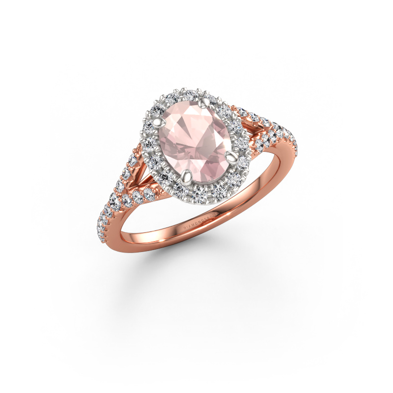 Image de Bague de fiançailles Kimber OVL 585 or rose Champagne morganite 8x6 mm