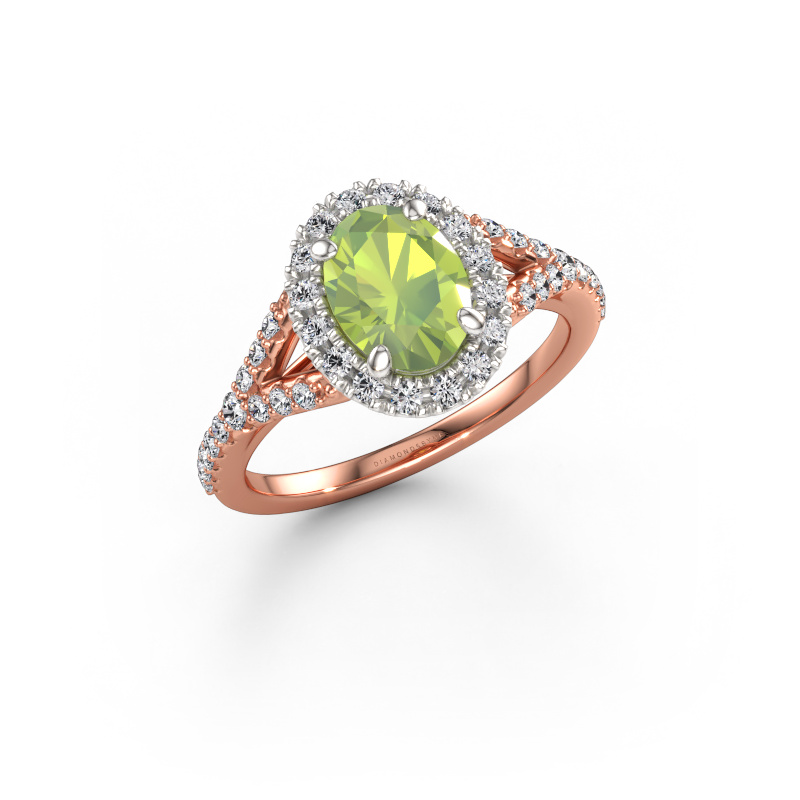 Image de Bague de fiançailles Kimber OVL 585 or rose Péridot 8x6 mm