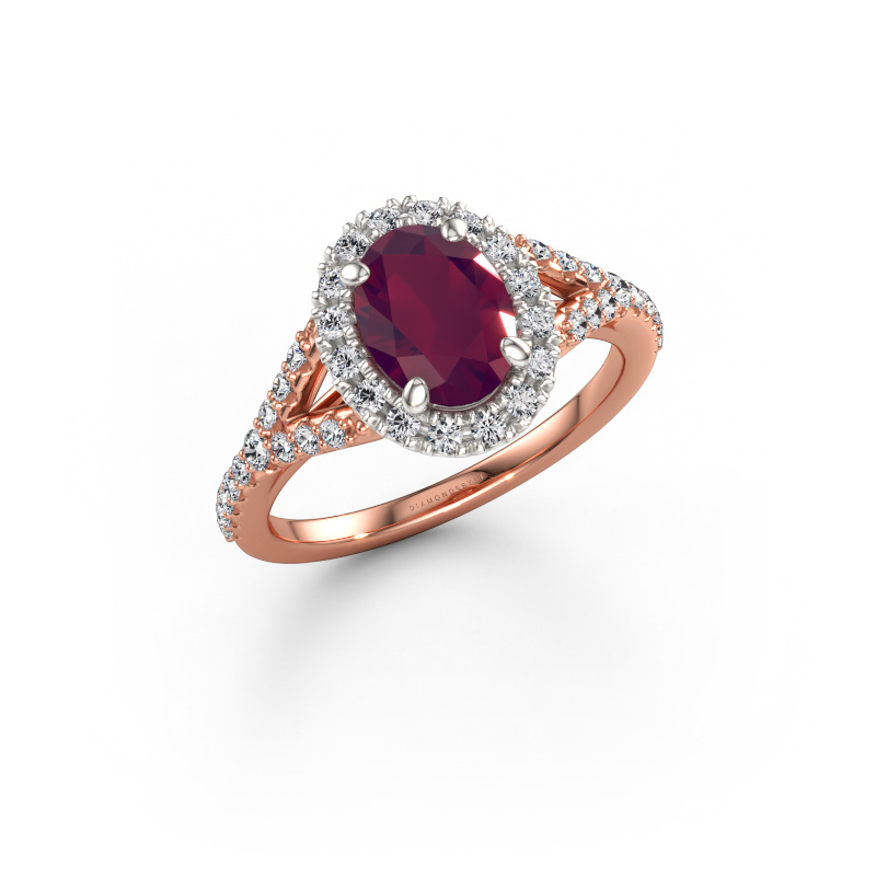 Bild von Verlobungsring Kimber OVL 585 Roségold Rhodolit 8x6 mm