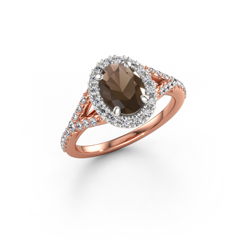 Image de Bague de fiançailles Kimber OVL 585 or rose Quartz fumé 8x6 mm