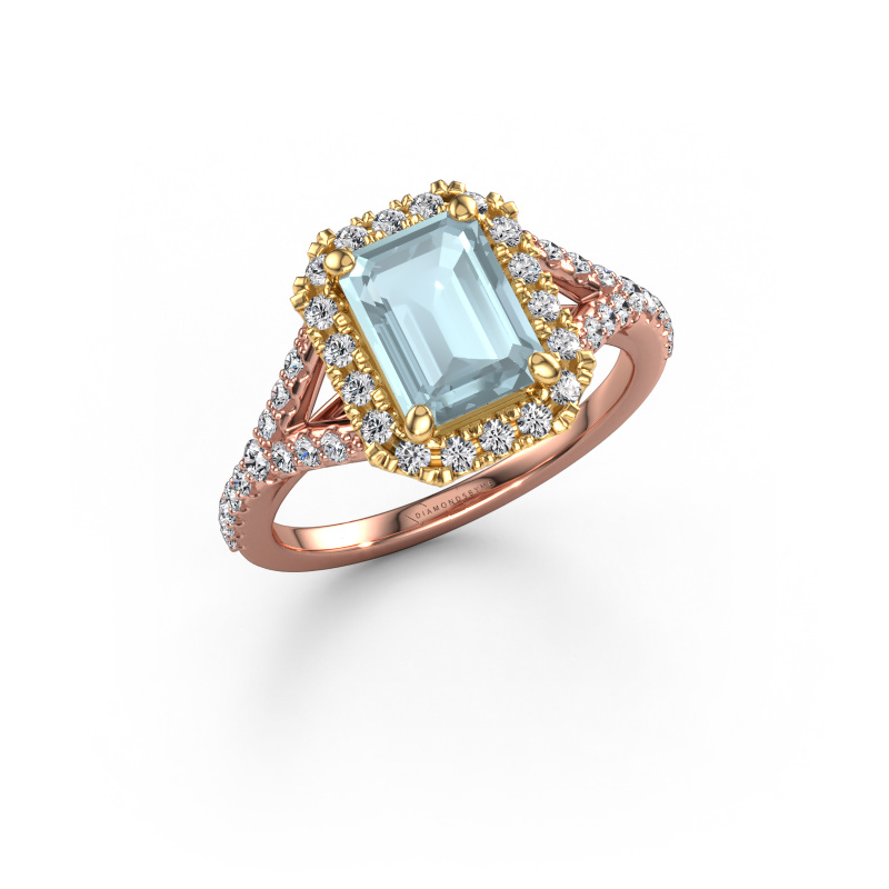 Image of Engagement ring Kimber EME 585 rose gold Aquamarine 8x6 mm