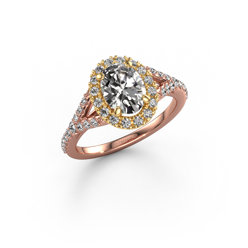 Image de Bague de fiançailles Kimber OVL 585 or rose Diamant synthétique 1.562 crt