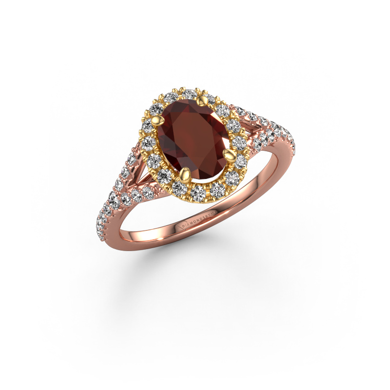 Image of Engagement ring Kimber OVL 585 rose gold Garnet 8x6 mm