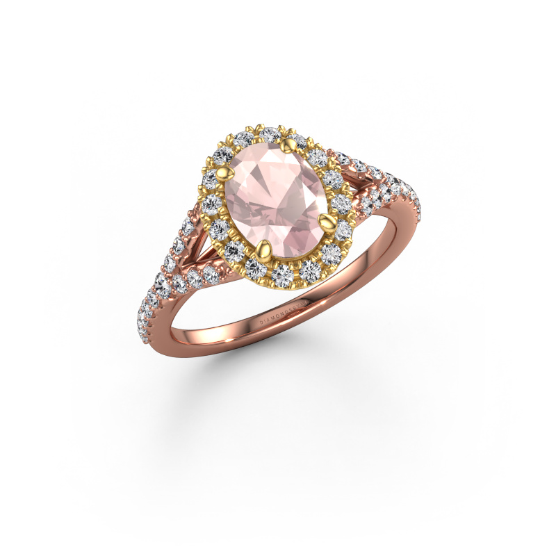Bild von Verlobungsring Kimber OVL 585 Roségold Morganit Champagner 8x6 mm