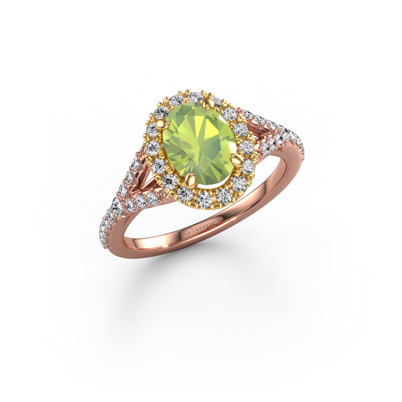 Bild von Verlobungsring Kimber OVL 585 Roségold Peridot 8x6 mm