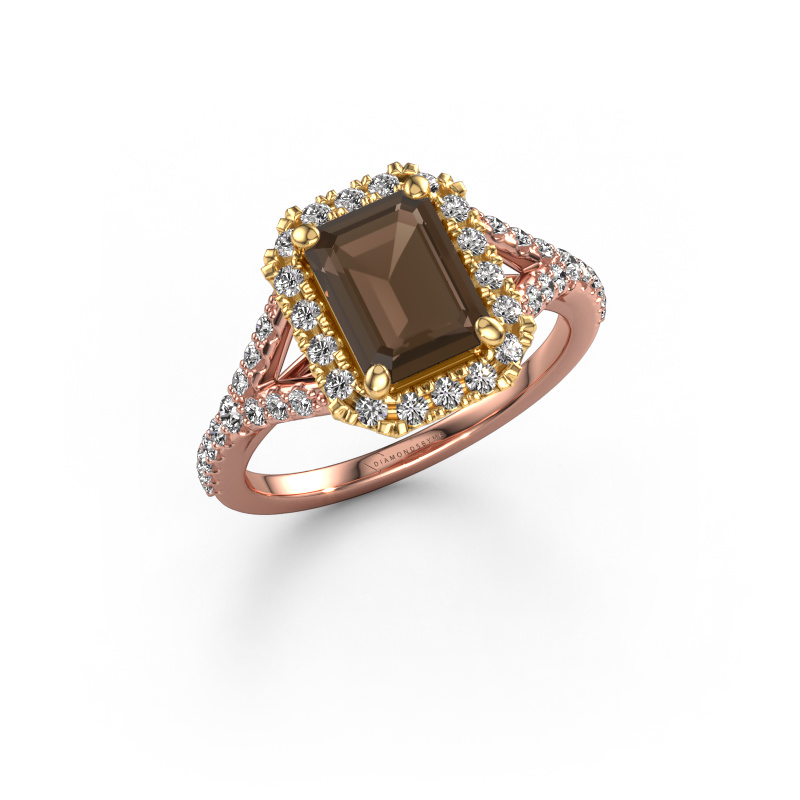 Image of Engagement ring Kimber EME 585 rose gold Smokey quartz 8x6 mm