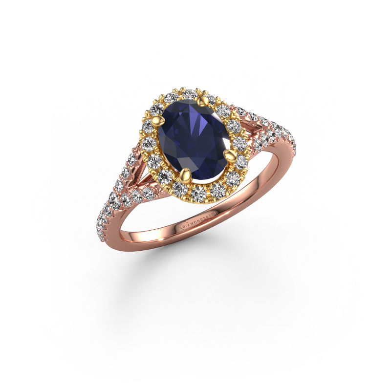 Image of Engagement ring Kimber OVL 585 rose gold Sapphire 8x6 mm