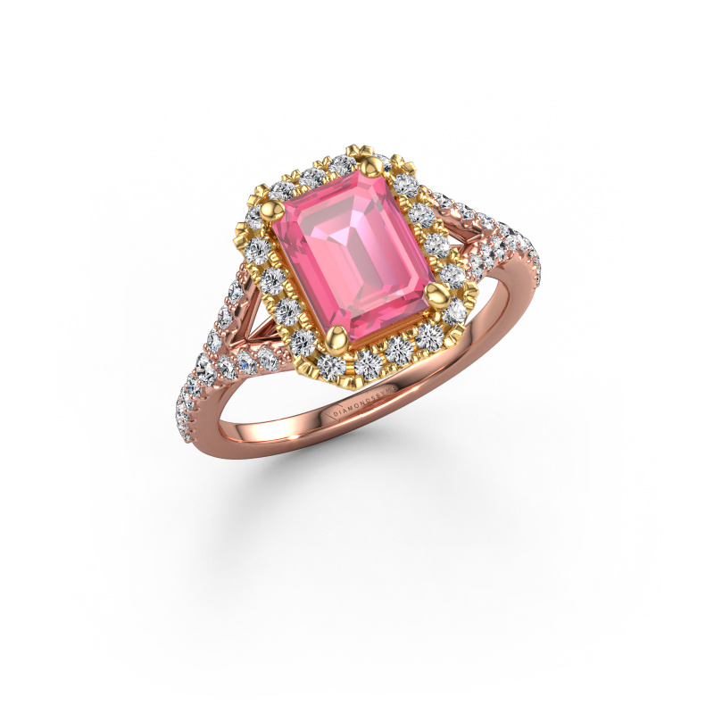 Image de Bague de fiançailles Kimber EME 585 or rose Saphir rose 8x6 mm