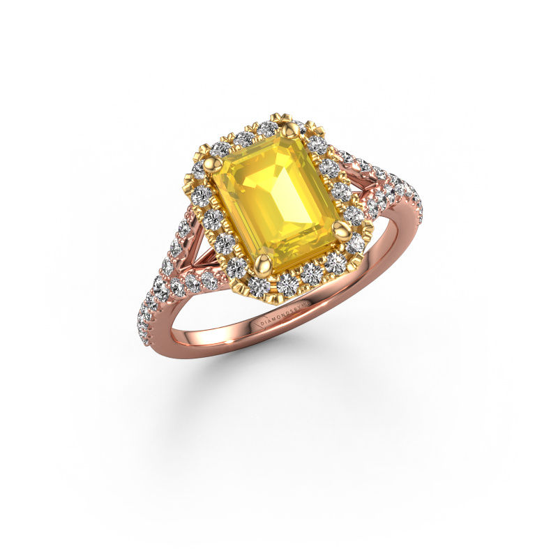 Image of Engagement ring Kimber EME 585 rose gold Yellow sapphire 8x6 mm