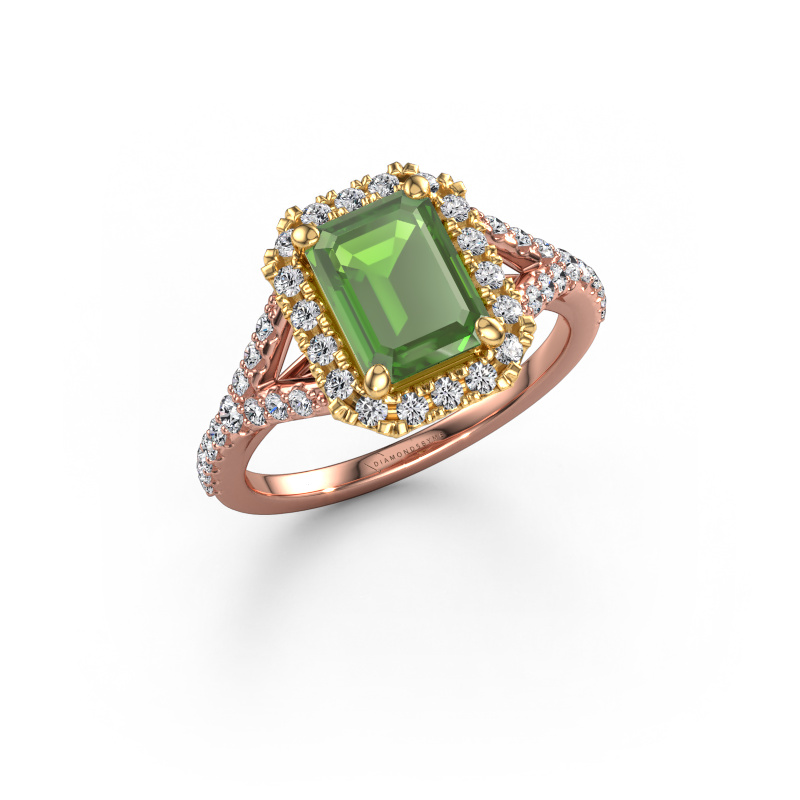 Image de Bague de fiançailles Kimber EME 585 or rose Vert tourmaline 8x6 mm