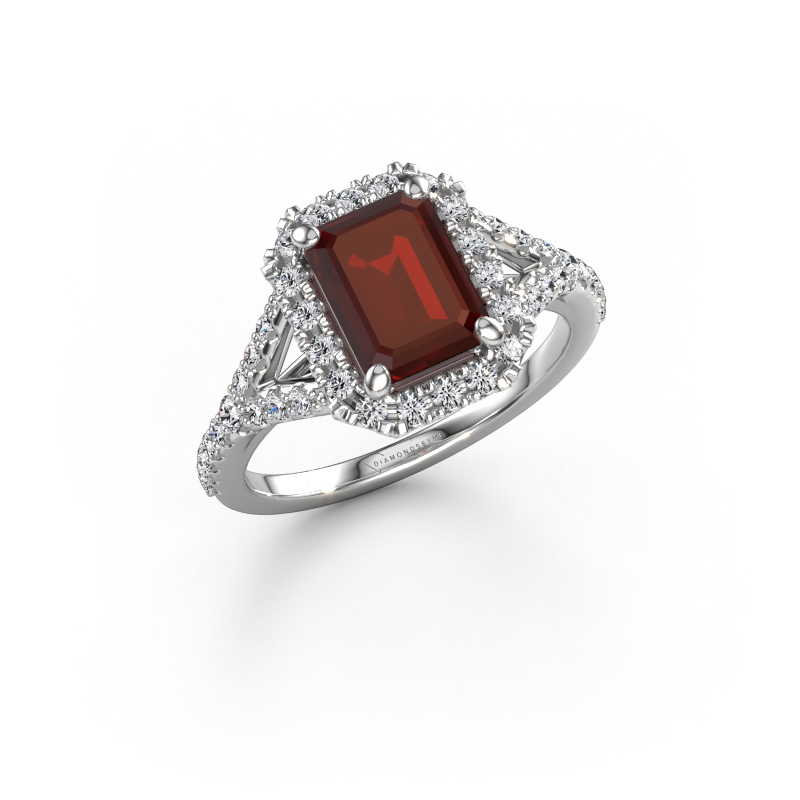 Image of Engagement ring Kimber EME 950 platinum Garnet 8x6 mm
