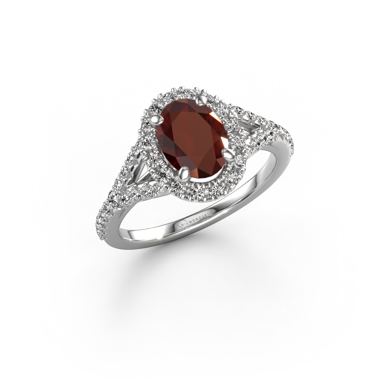 Image of Engagement ring Kimber OVL 950 platinum Garnet 8x6 mm