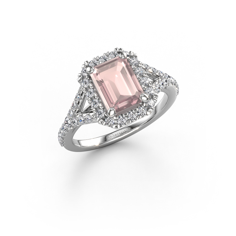 Image of Engagement ring Kimber EME 950 platinum Morganite champagne 8x6 mm
