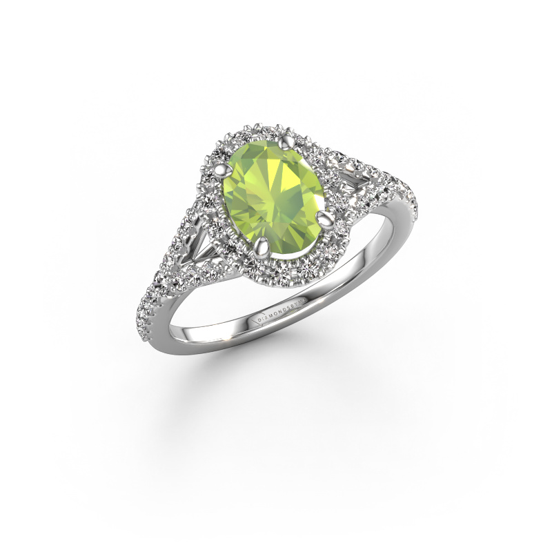 Image of Engagement ring Kimber OVL 950 platinum Peridot 8x6 mm