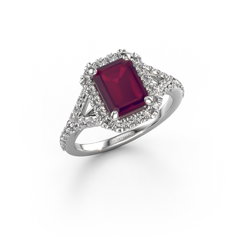Image of Engagement ring Kimber EME 950 platinum Rhodolite 8x6 mm
