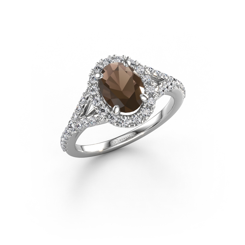 Bild von Verlobungsring Kimber OVL 950 Platin Rauchquarz 8x6 mm