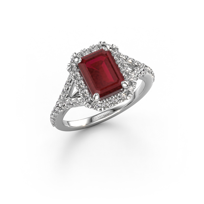 Image of Engagement ring Kimber EME 950 platinum Ruby 8x6 mm