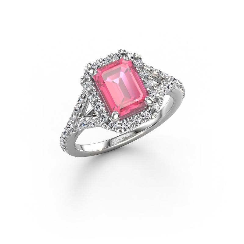 Bild von Verlobungsring Kimber EME 950 Platin Pink Saphir 8x6 mm