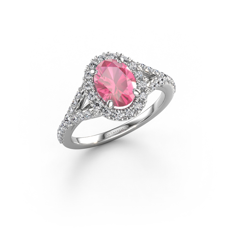 Bild von Verlobungsring Kimber OVL 950 Platin Pink Saphir 8x6 mm