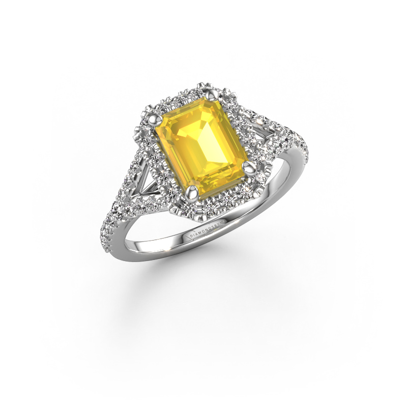 Image of Engagement ring Kimber EME 950 platinum Yellow sapphire 8x6 mm