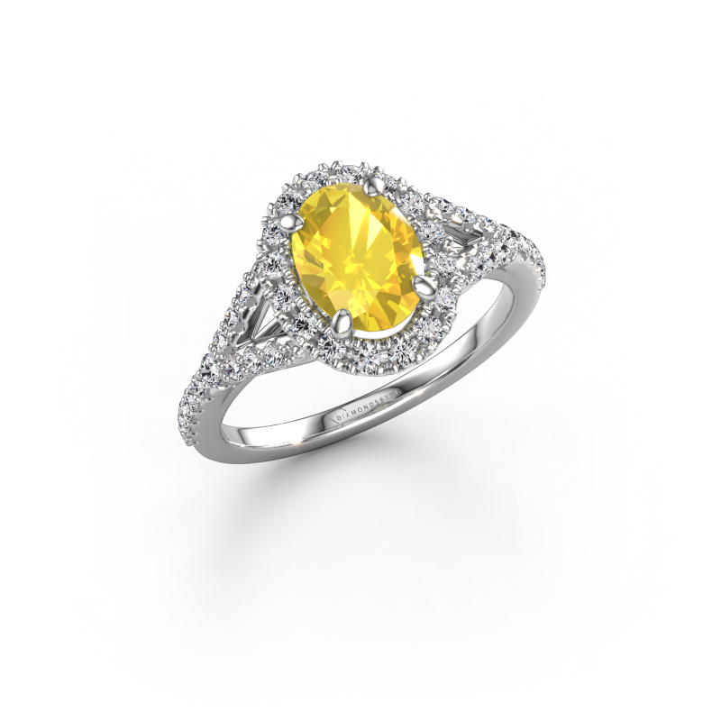 Image of Engagement ring Kimber OVL 950 platinum Yellow sapphire 8x6 mm