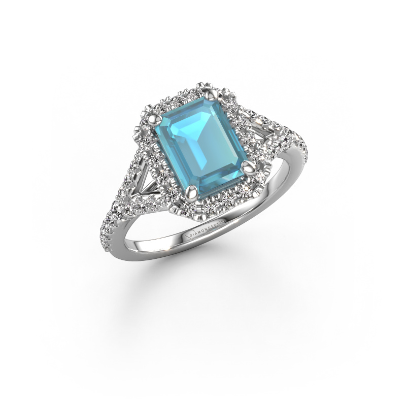 Image of Engagement ring Kimber EME 950 platinum Blue topaz 8x6 mm