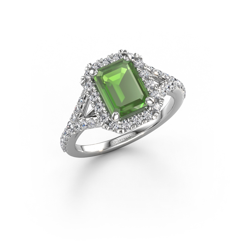 Image de Bague de fiançailles Kimber EME 950 platine Vert tourmaline 8x6 mm