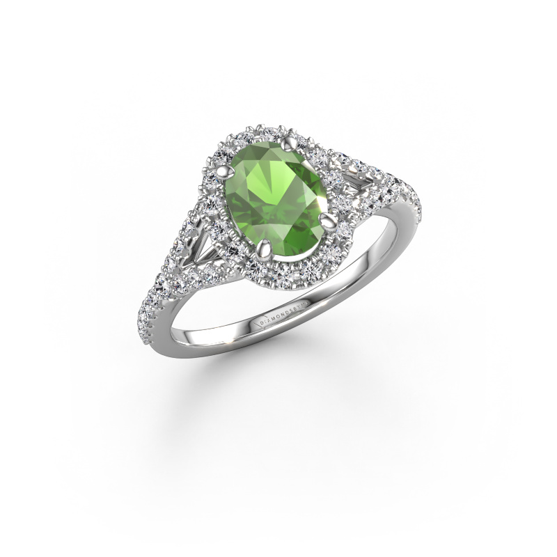 Image de Bague de fiançailles Kimber OVL 950 platine Vert tourmaline 8x6 mm