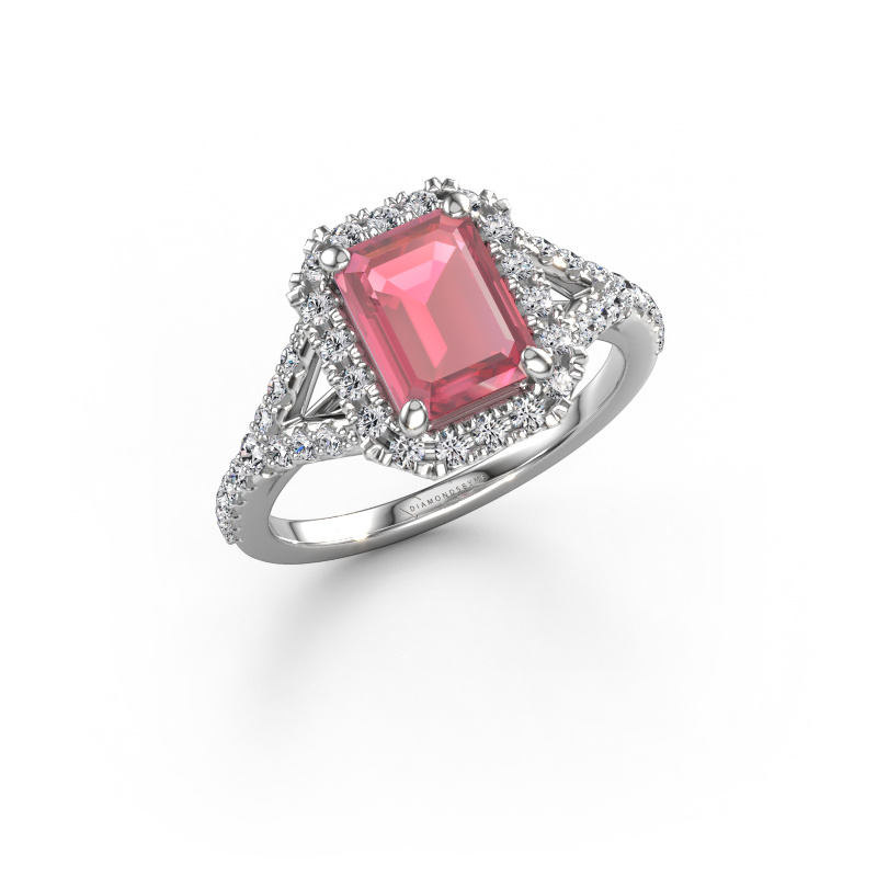 Image de Bague de fiançailles Kimber EME 950 platine Rose tourmaline 8x6 mm