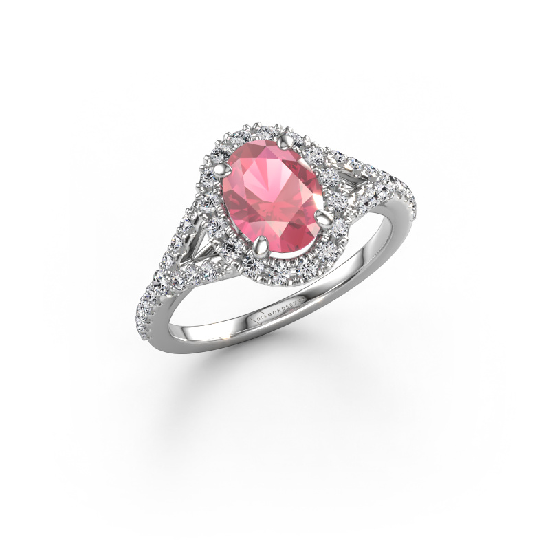 Image of Engagement ring Kimber OVL 950 platinum Tourmaline pink 8x6 mm