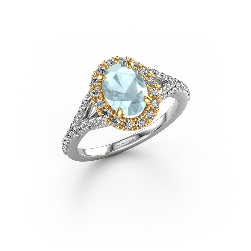 Image of Engagement ring Kimber OVL 585 white gold Aquamarine 8x6 mm