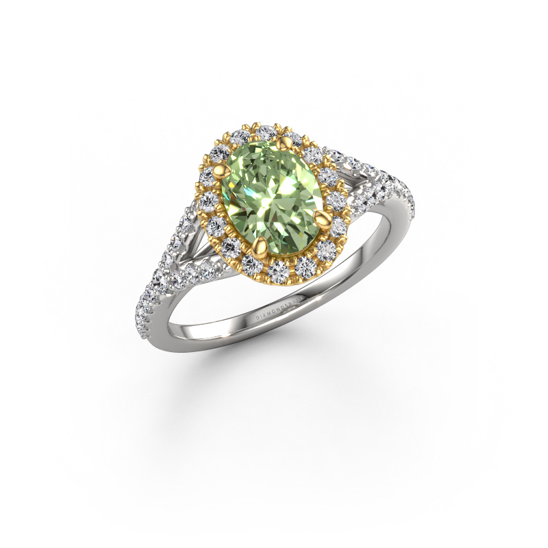 Bild von Verlobungsring Kimber OVL 585 Weißgold Grüner Labor-Diamant 8x6 mm