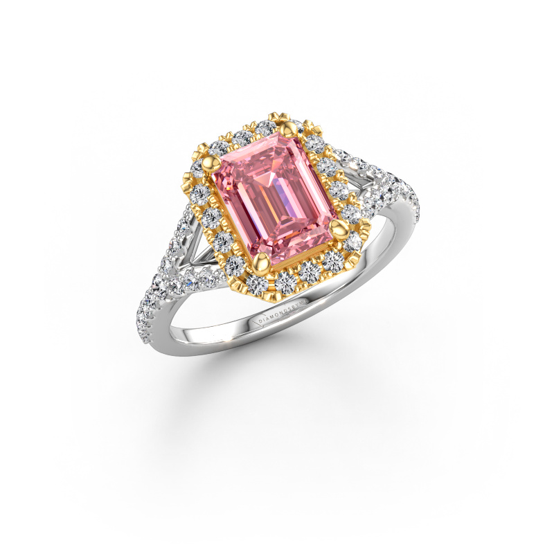 Image de Bague de fiançailles Kimber EME 585 or blanc Diamant synthétique roze 8x6 mm